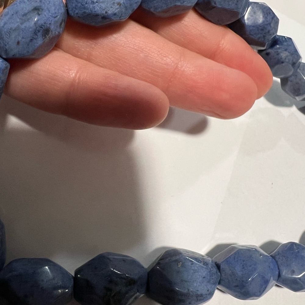 Blue Polished Stone Necklace with lobster clasp - Picture 9 of 10